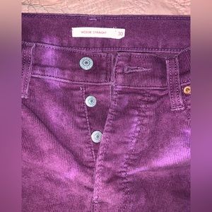 Vintage purple corduroy Levi jeans. They are full length on me (5’4’’)